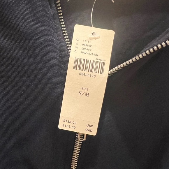 NWT new small / medium Anthropologie bubble bomber jacket navy blue zip up - Picture 5 of 16